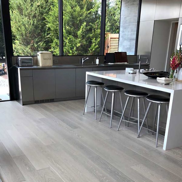 Kitchen with Glacier Floors – Grey Hardwood Flooring