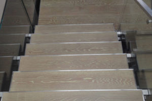 Custom Finished White Oak detail of stairs