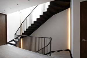 grey wood flooring staircase