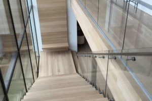 natural wood staircase