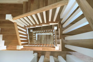 natural wood staircase